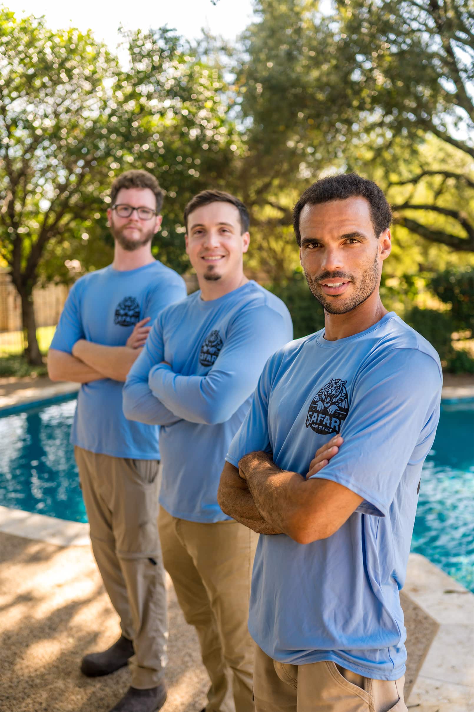 Three Safari Pool Service Technicians
